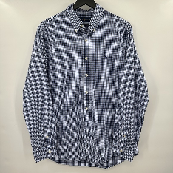 Ralph Lauren Men's Blue Large‎ Check Button Down Shirt Casual Preppy - Picture 2 of 5
